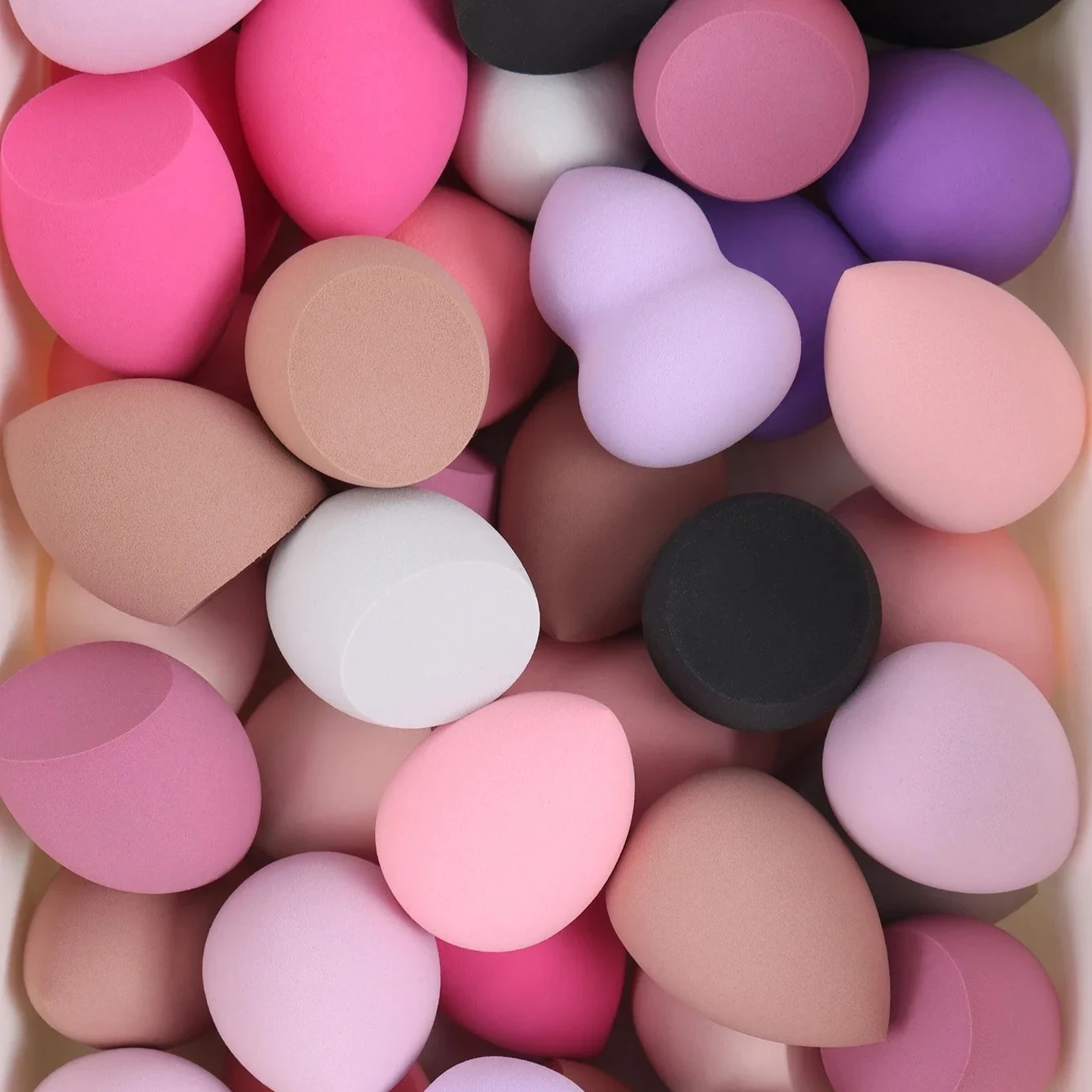 Ensemble d'éponges hydrophiles – Assortiment de couleurs/formes pour liquide/crème/poudre |   Kit de voyage sans latex Tous types de peau