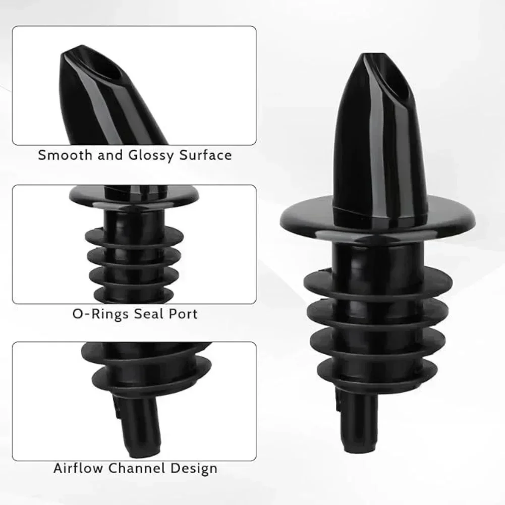 

Liquor Bottle Pourers Flow Pourers Plastic Spouts Black Bottle Pourers For Bars Clubs Pubs Restaurants Coffee Shops Tools