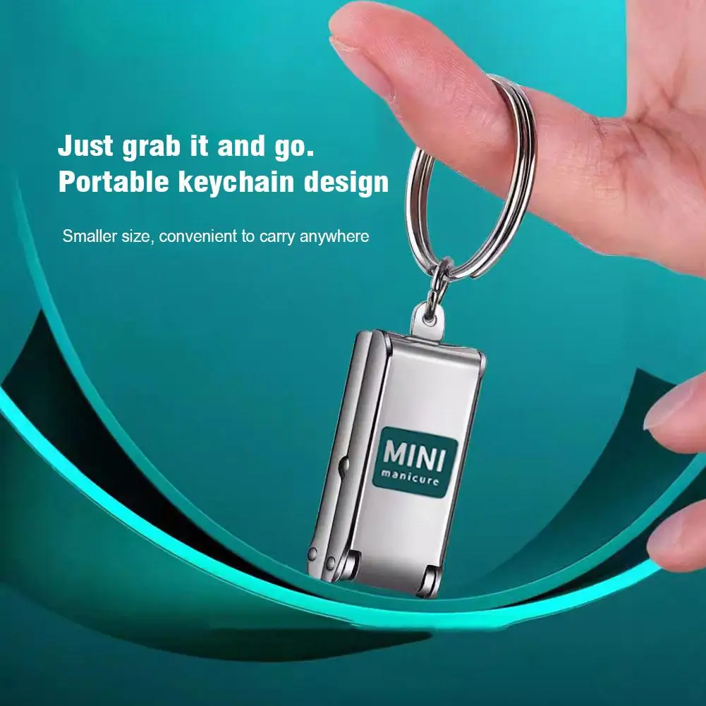 ミニ折りたたみ爪切りフリップカバー付きステンレス鋼ツール指キーホルダー旅行マニキュア爪切り B5X2