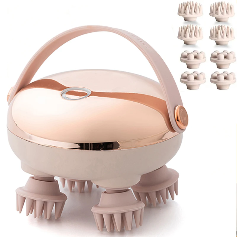 Wireless Head Massager with Red Light Therapy Heat Function 4 Claws Kneading Scalp Massage for Stress Relief Hair Growth