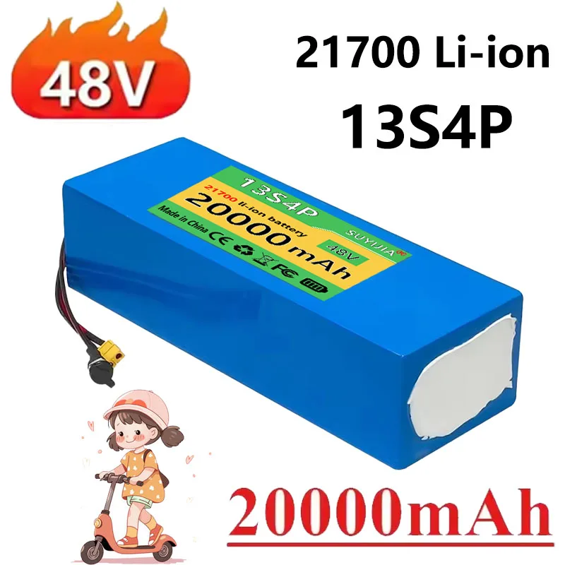 

48V 20Ah 13s4p 21700 High-Power Rechargeable Lithium Battery Pack 800w 1000w 1200w 1440w Built-in 30A BMS Protection