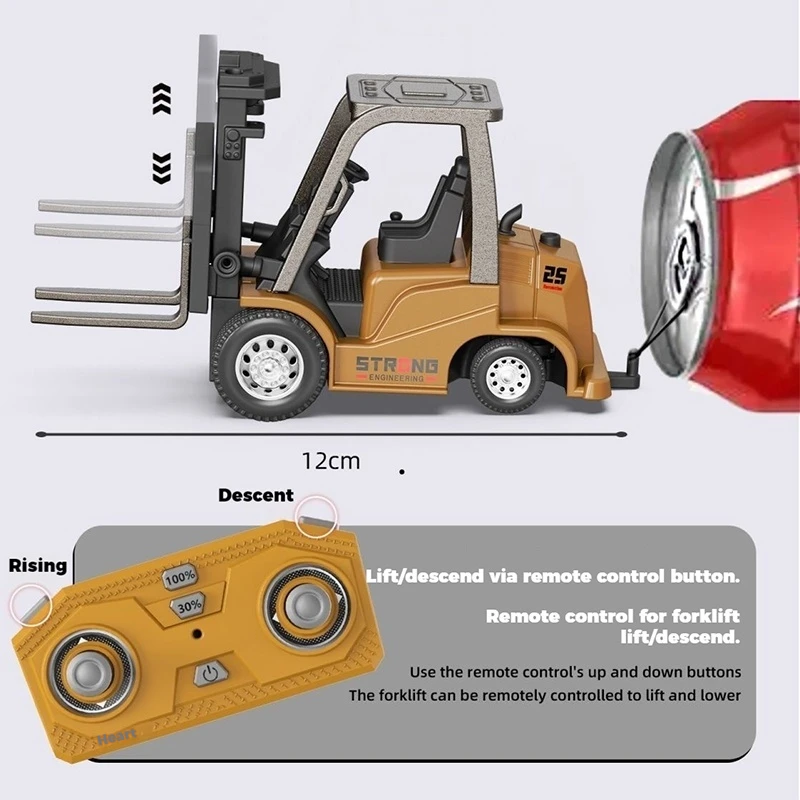 Miniexcavadora de escritorio, camión volquete, carretilla elevadora, aplicación móvil Bluetooth para controlar a los niños, coche de Control remoto, juguete de descompresión