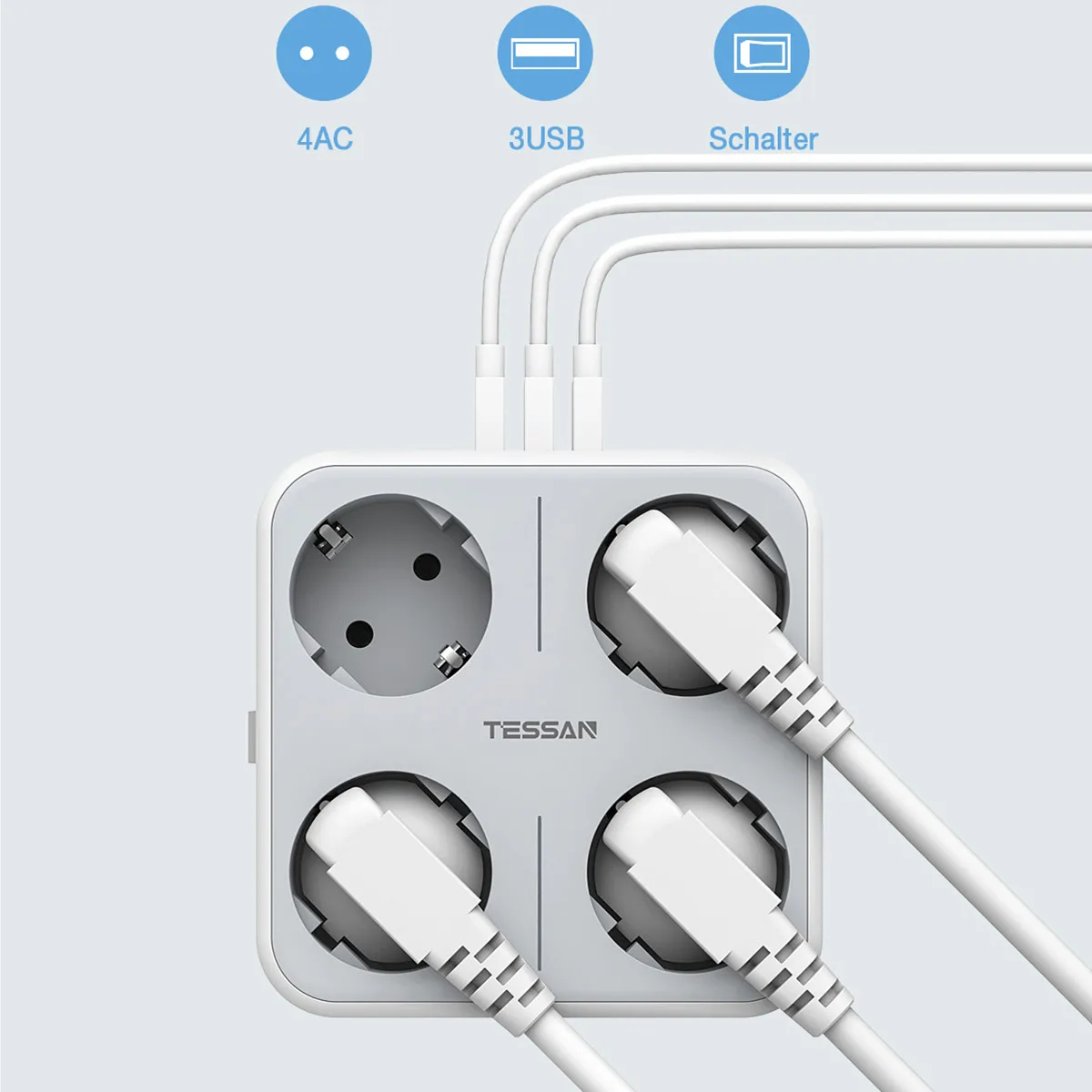 Tessan-コンセントとUSB充電ポートを備えたEU krソケット,家庭,オフィス用の複数のウォールソケットアダプター