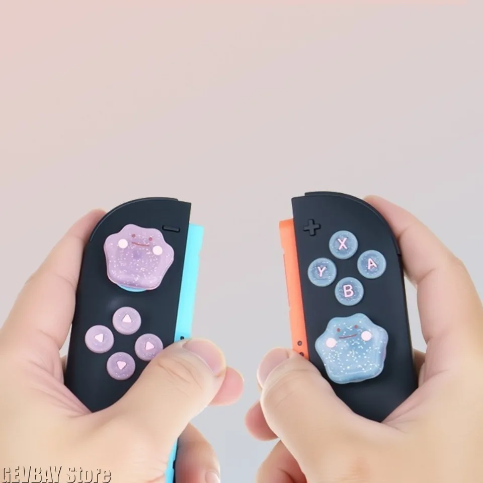 Funda de silicona con brillos para botones D-pad, ABXY y joystick para Switch 2/NS Oled Joy-con 3