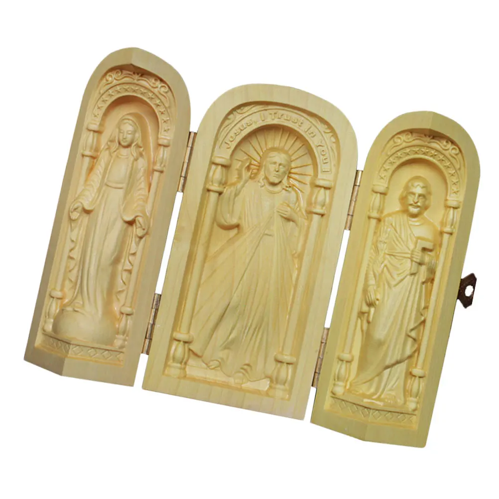 

Boxwood Carving Jesus Figurine Adornment Creative Crafts Artistic Home Desk Decor Durability Quality Gift