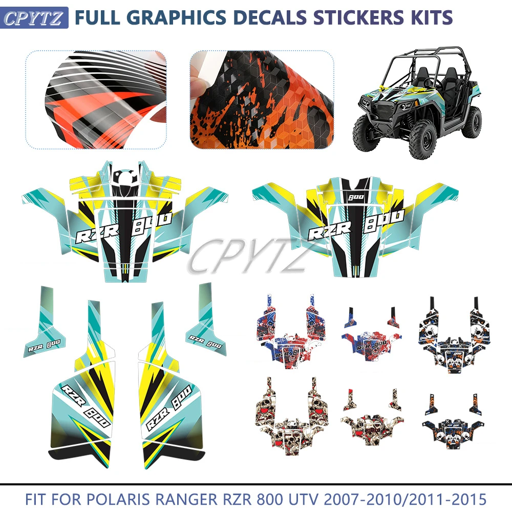 GRAPHICS KIT Fit For POLARIS RANGER Polaris Ranger RZR 800 UTV 2007 2008 2009 2010 2012 2013 2014 Graphics Kits Decals Stickers