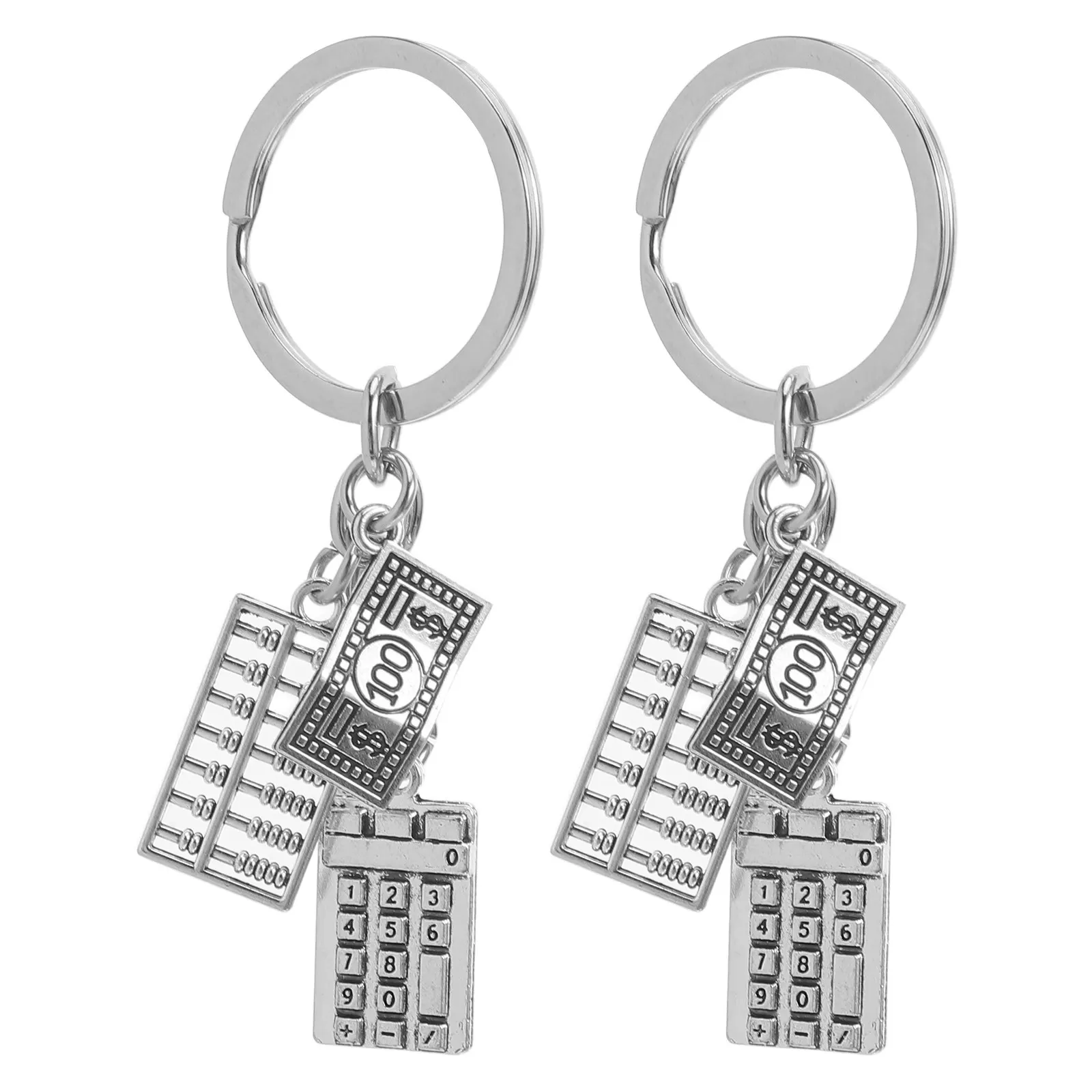 2Pcs Calculator Keychain Metal Mini Portable Novelty Keyring Graduation Gift for Accountant Financial Planner Money Keychain