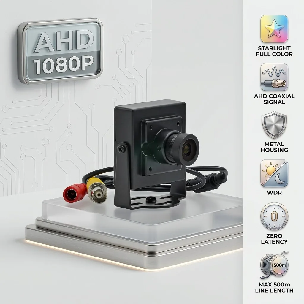 AHD 2MP 1080P Mini Metal Security CCTV Camera IMX323 Startlight Module 2.8/3.6/6/8/12mm Wide Angle/Telephoto Lens For Home/Shop