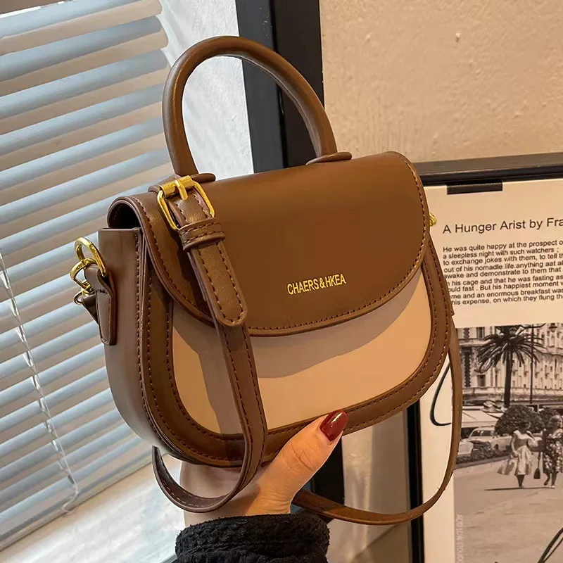 

Уникальная сумка через плечо с седлом 2024, модная сумка в форме полумесяца с цветными блоками, весна-лето, сумка через плечо, модная женская сумка S