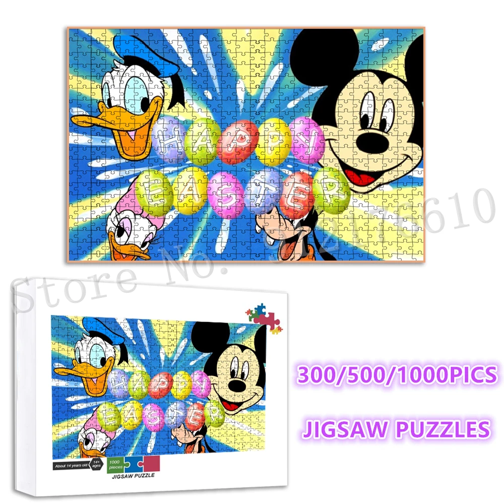 

Happy Easter Disney Jigsaw Puzzle Minnie Cartoon Christmas Gifts 300/500/1000 Pieces Puzzles for Adults Mickey Mouse Clubhouse