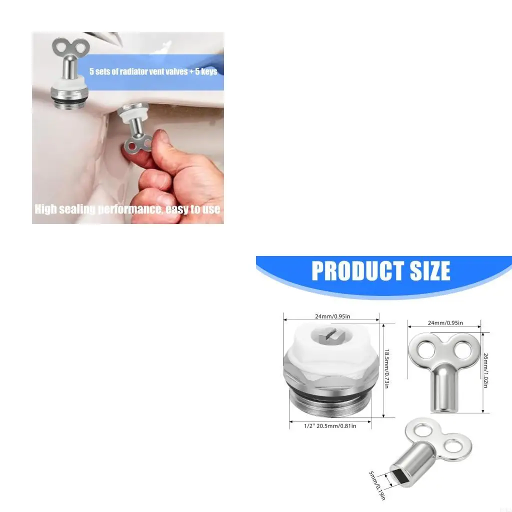 

5Pcs Male Thread Manual Radiator Air Vent Plugs Valves Easy to Installation
