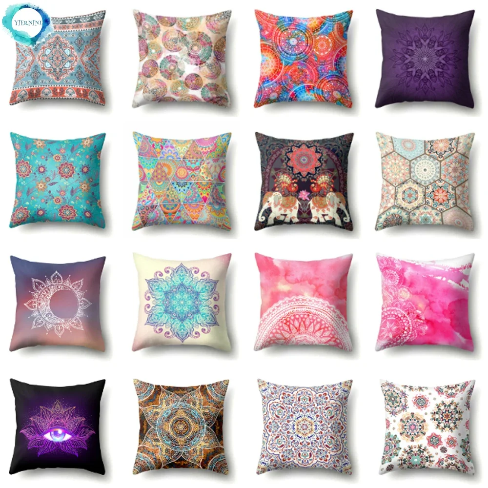 

Colorful Exotic Style Abstract Geometric Bohemian Decorative Cushion Cover Square Geometry Pillowcase Home Decor Pillows Cover