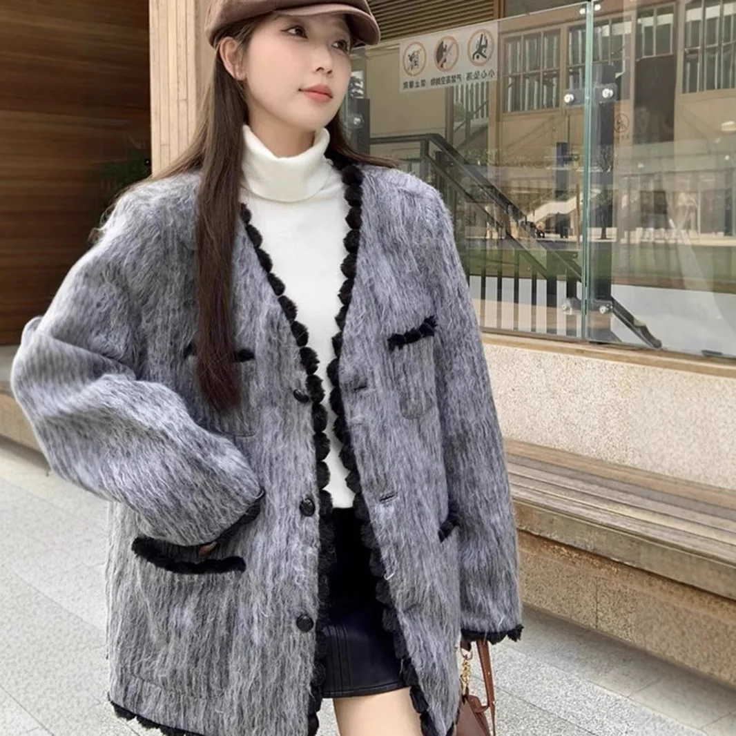 

Осенне-зимняя модная повседневная женская куртка в корейском стиле для похудения и шерстяной шерстяной топ