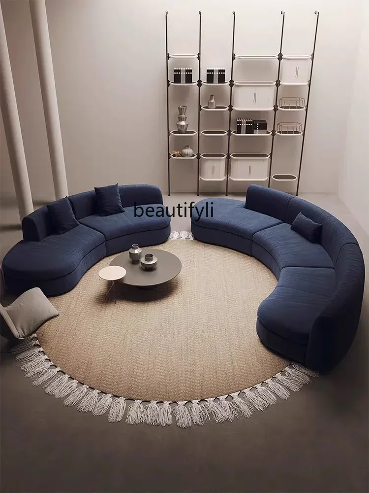 

CC Semicircular curved sofa living room light luxury modern designer fabric sofa hotel B & B
