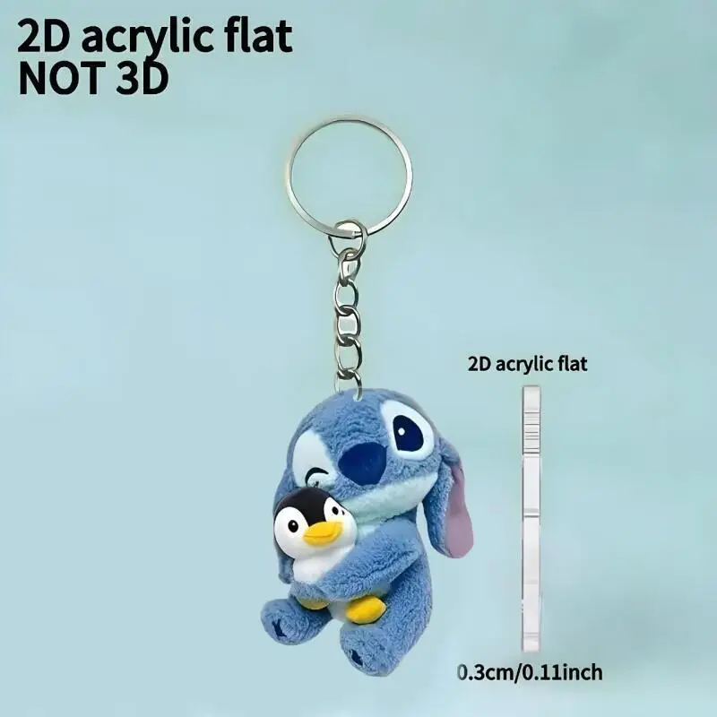 

Kawaii Disney Stitch Acrylic Ornament Heart Shape Keychain for Bags Car Keys Holiday Gift for Valentine Christmas Birthday