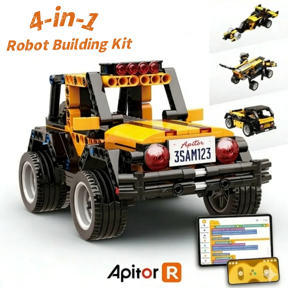 

STEM 4-in-1 Robot Building Kit, APP-Controlled Programming Toy with 4 Control Modes, Educational Coding Gift for for Kids Age 6+