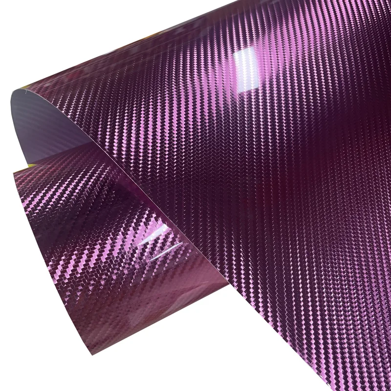 

Пленка для оклейки авто PET High Gloss Chrome 5D Pink Carbon Fiber Vinyl Wrap с эффектом карбона, самоклеящаяся, с технологией Air-Release, автомобильная наклейка-декаль