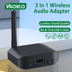 Bluetooth 5.3 Audio Receiver Transmitter 3.5MM AUX USB U-Disk Play With Mic External Antenna HiFi Stereo Music Wireless Adapter