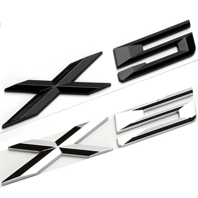 3D ABS Adhesive Chrome Black Logo X5 Emblem Letters Car Rear Trunk Badge Decal For BMW X5 E53 E70 F15 G05 X5 Sticker Accessories