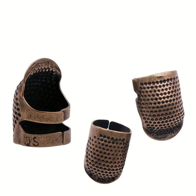 1pc Sewing Tool Finger Thimble Hoop Set Home Hand-sewn Cross-stitch Thimbler Thickened Adjustable Copper Needle Thread image 5
