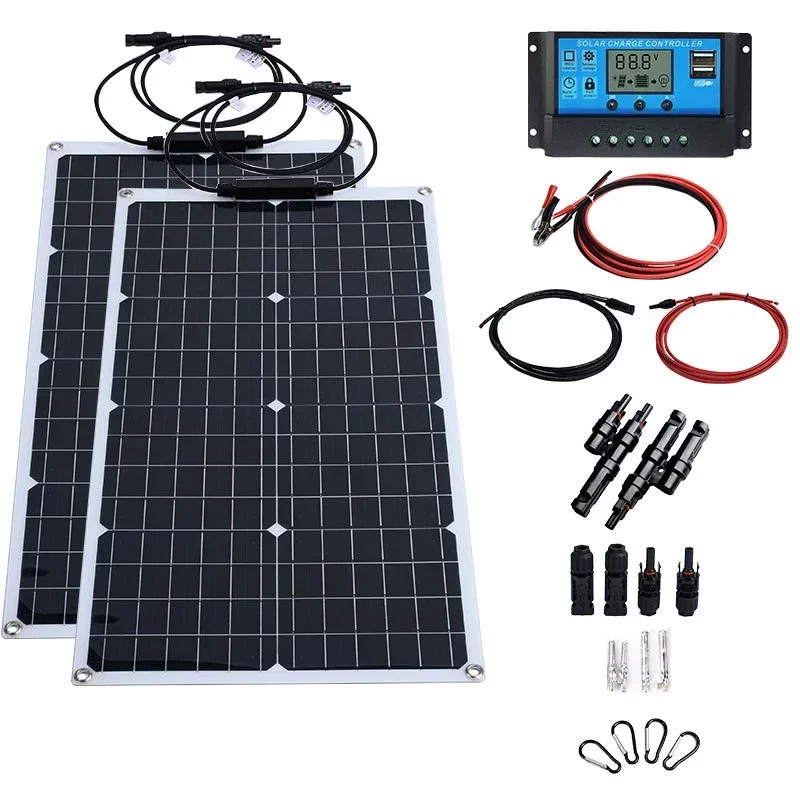 4000W 6000W off-grid zonne-energieset – 4000W zonnepaneel + 110V/220V omvormer + 12V batterijcontroller voor thuisback-up