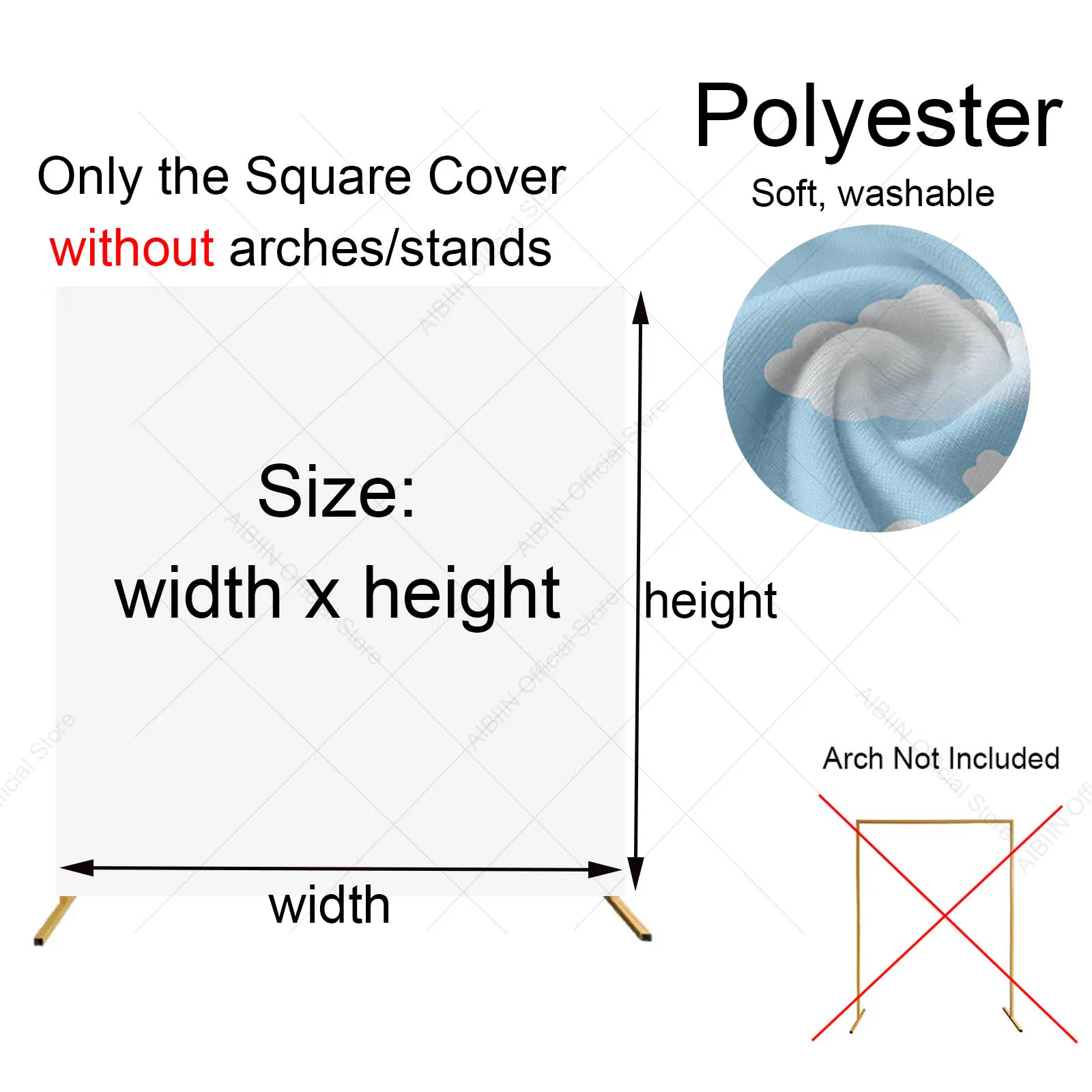 Customize 2-Sided Square Backdrop Cover Wedding Birthday Baby Shower Polyester Party Decor Portrait Photozone Background