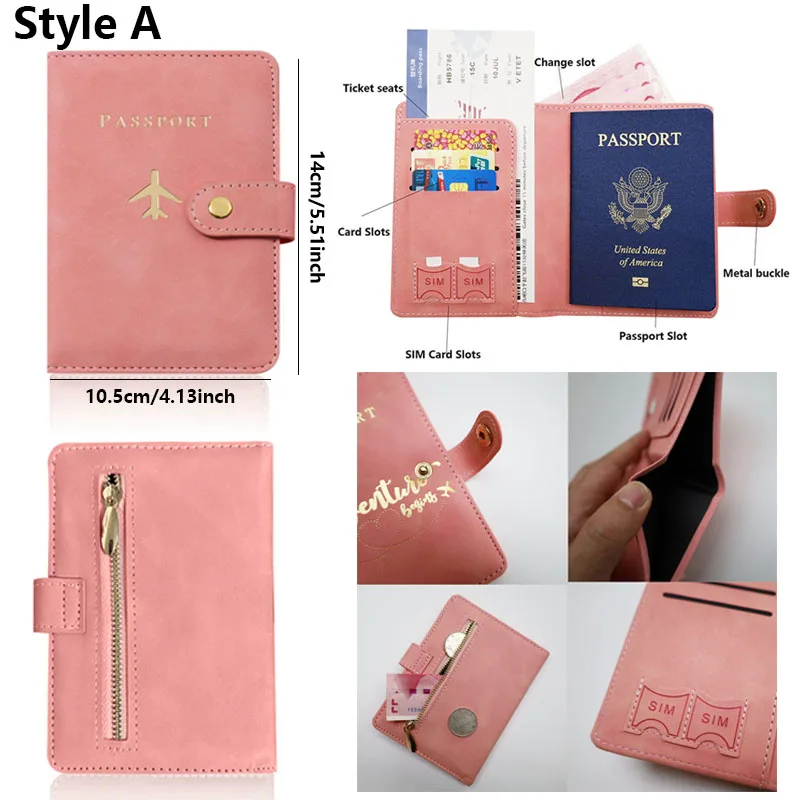 Leather Passport Holder Covers Case for Travel Essentials Credit Card Wallet Passport Book for Women/Men Buckle Passport Cover view 3