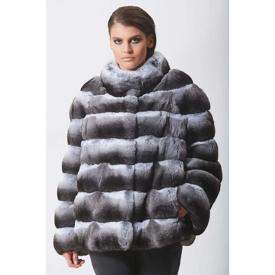 Women Rabbit Fur Jackets Winter Real Fur Coat Female Nutural Rabbit Fur Coat Warm High Collar Clothing Luxury