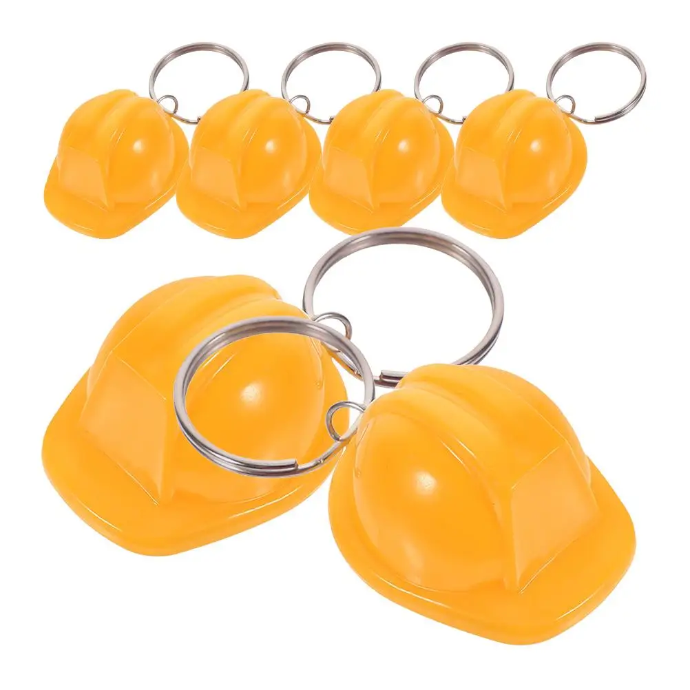 6 Pcs Construction Hat Keychain Ring Keychains for Women Portable Keyrings Lanyard
