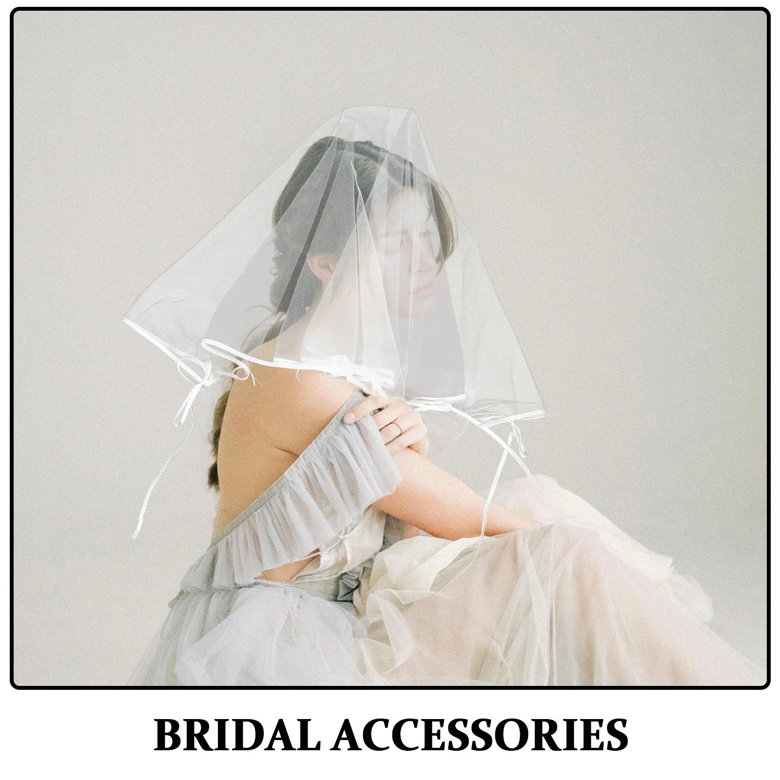 حجاب زفاف قصير للعروس، إكسسوار شعر أنيق على شكل فيونكة، غطاء رأس من التول خفيف الوزن، حفل حديقة الشاطئ للكنيسة