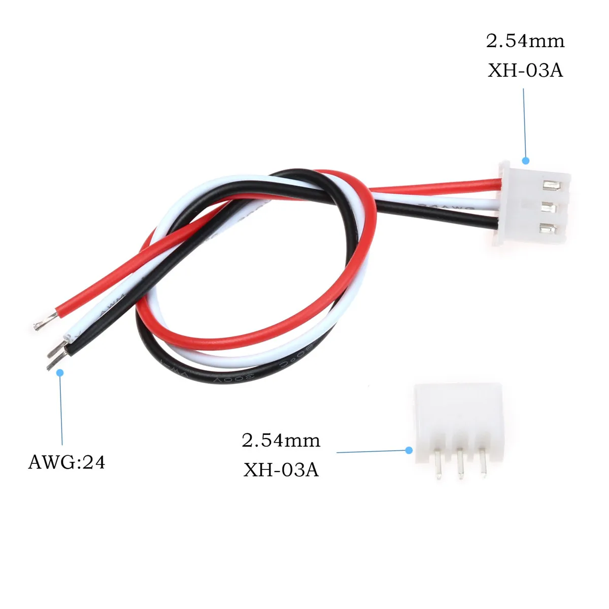 10set Mini  JST XH 2.54mm 3-Pin Connector Plug Electronic Line Single Connect Terminal Plug With 24AWG 150mm Length Wire Cable