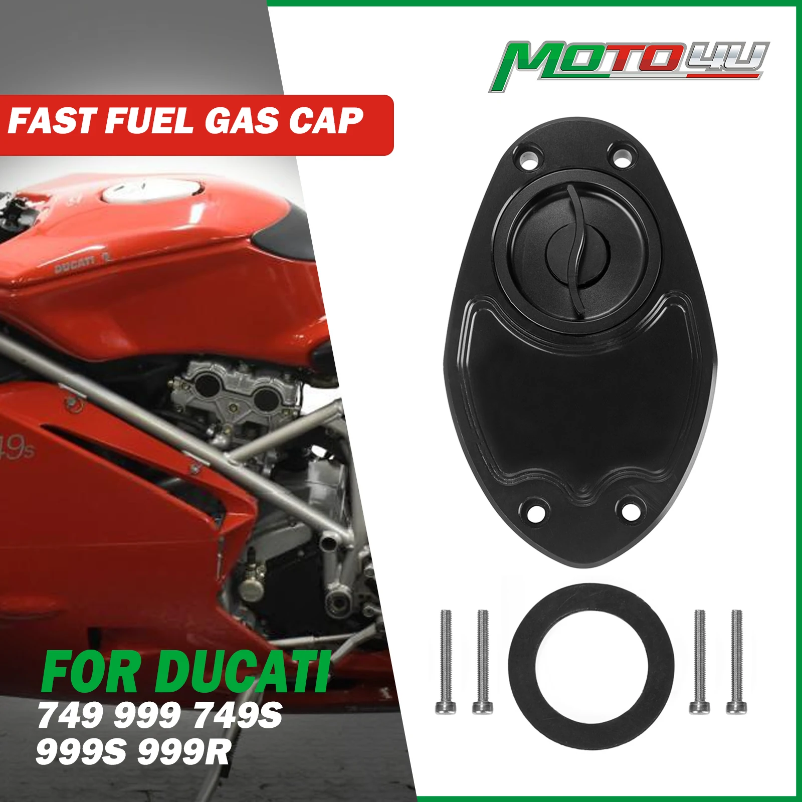 

CNC Aluminum Motorcycle Fuel Gas Cap Tank Cap Cover For DUCATI 749 999 749S 749R 999S 999R Black
