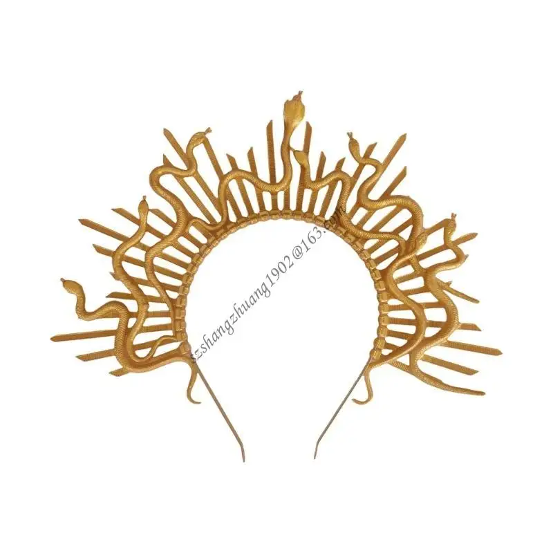 Gold Snake Medusas Headpiece Portable Accessory for Mythology Themed Event Q6RB