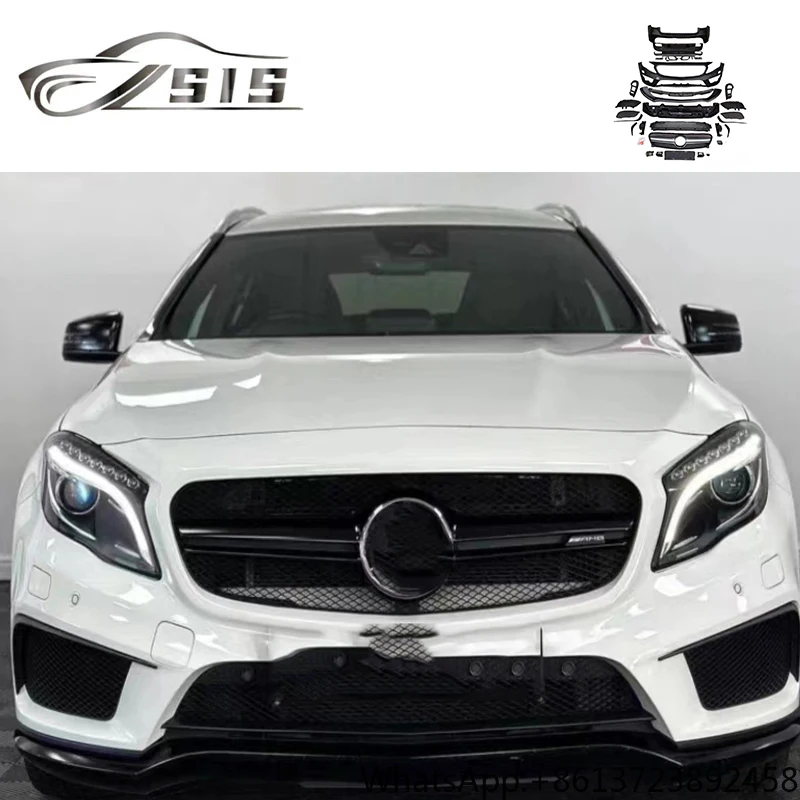 

GLA200 220 260 to GLA45 BodyKit for 2015-2019 GLA45 Plastic Material Front Bumper Grilles Rear Bumper Tail Light Car Auto Parts