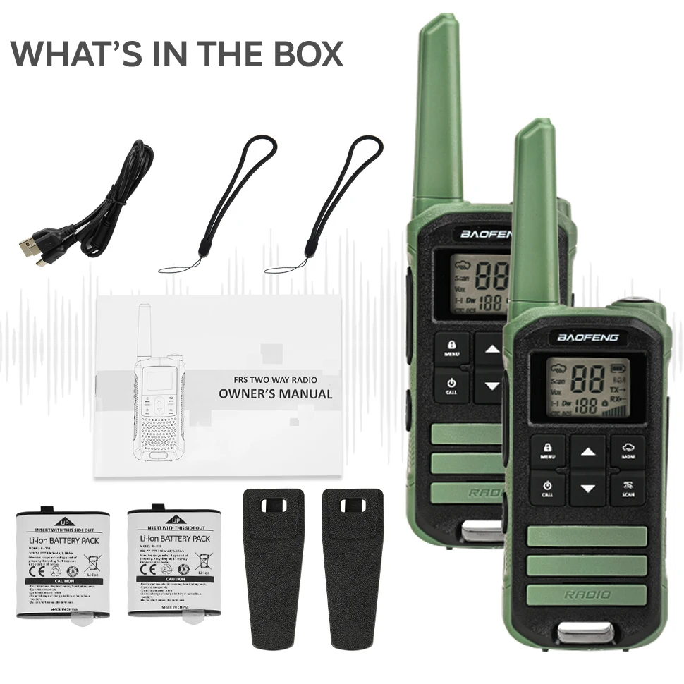 2 sztuki BAOFENG FR-22A Walkie Talkie dla dzieci i dorosłych FRS/PMR Radio, bezlicencyjne ładowanie USB-C dalekiego zasięgu (bez baterii)