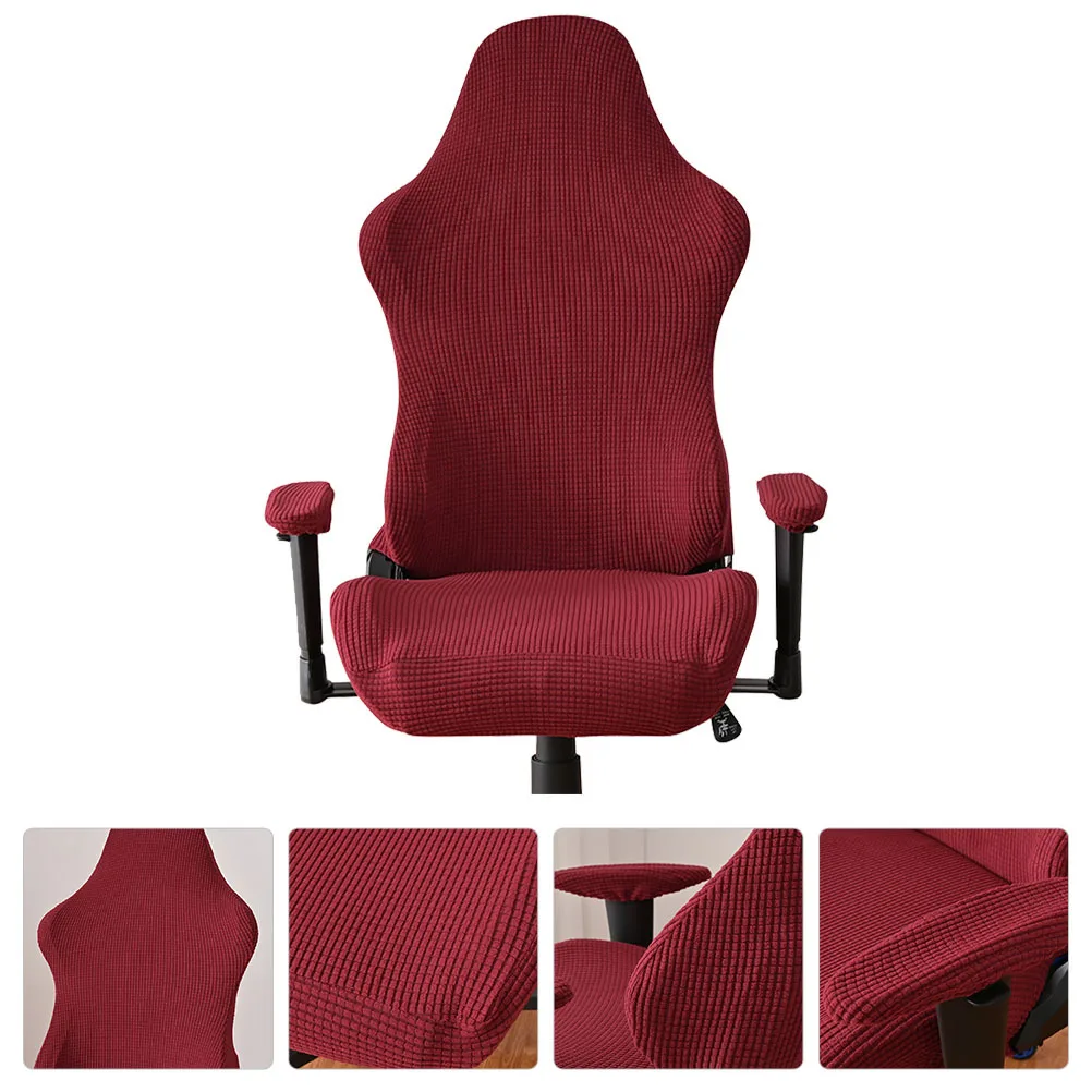 

1 Set Washable Gaming Stretchable Slipcover With Armrest Protector For Computer Room Office Chair Anti-Scratch Fade Resistant