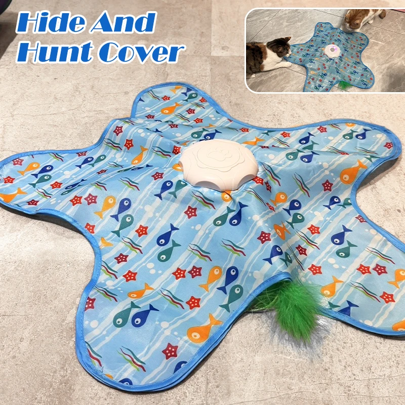 

Electric Cat Toys Interactive Hide And Seek Cat Toy With Mouse Squeaky Motion Activated Moving Concealed Feathers Cat Teaser Toy