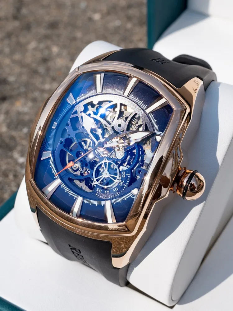 Fashion Male New Hollow-Out Full Automatic Mechanical Watch Luminous Waterproof Business Pin Buckle Strap Casual Men Wristwatch