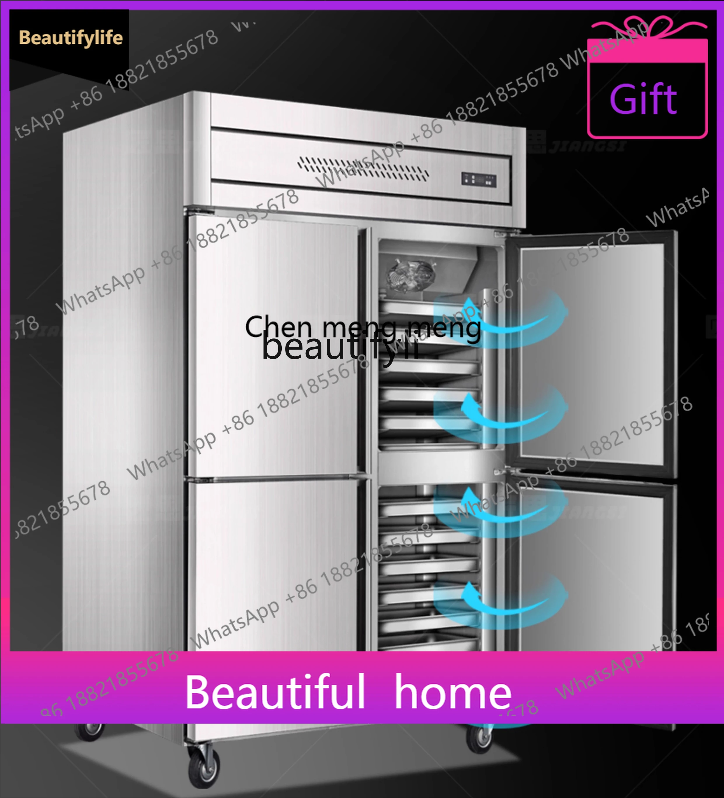 

Морозильный шкаф-витрина A601 с четырьмя дверцами, коммерческий холодильник с воздушным охлаждением, двухтемпературный шкаф для выпечки и кондитерских изделий