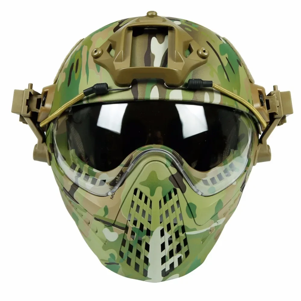 WoSporT Tactical Helmet with Mask Airsoft Paintball Overall Helmet CS Military WarGame Motorcycle Cycling Hunting Fast Helmet