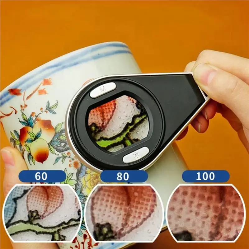 ABUI-2Pcs Digital Magnifying Glass 60/80/100X Rechargeable Pocket Microscope Convenient Compact Handheld Magnifier LED Light
