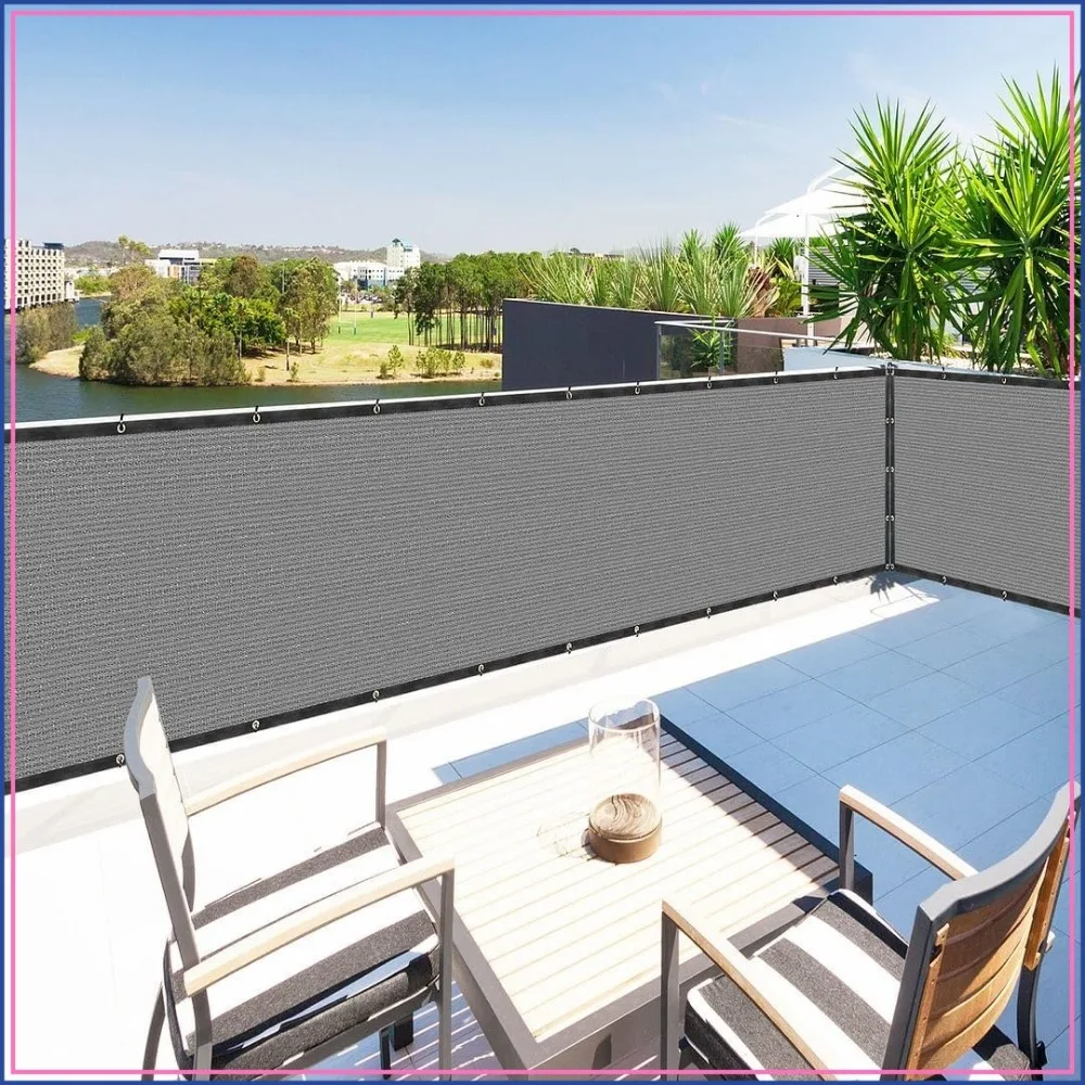 3' x 99' Grey Privacy Screen Fence Cover Panel Shade Cloth for Chain Link Gate Balcony Patio Pool