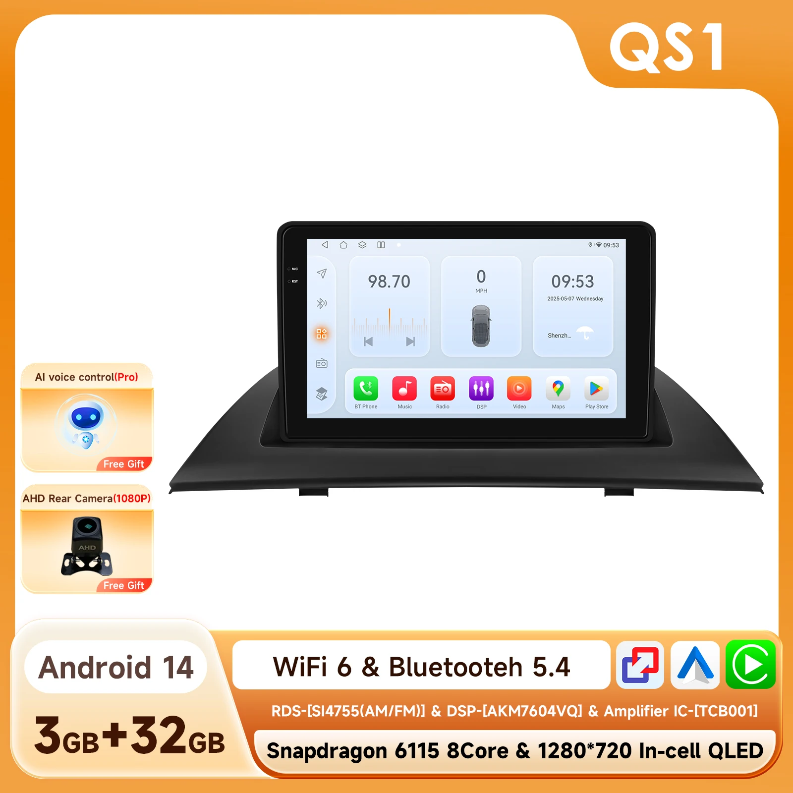 Autoradio voor BMW X3 E83 2004-2012 RDS Draadloze Carplay 9 inch DSP GPS Navigatie 4G Autoradio WIFI 6115 2DIN Android Auto Stereo