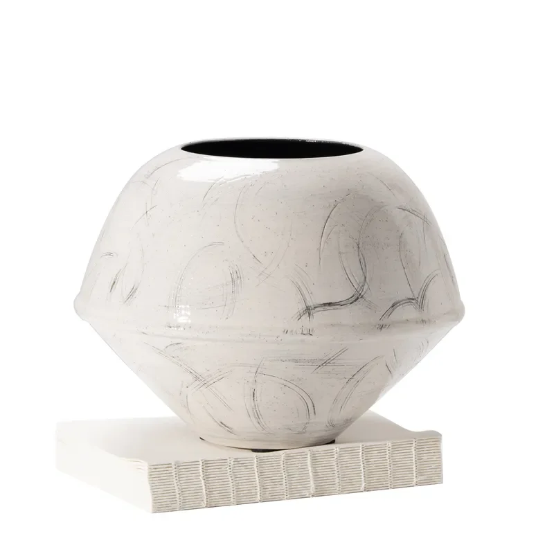 Handmade Ceramic Vase Chinese Song Style Aesthetics Wabi Sabi Oil Painting Texture Home Decor Villa Entrance Ornament Modern