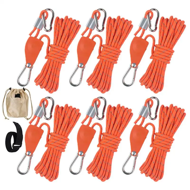 

Ratcheting Tie Downs Rope 6X Outdoor Camping Ratchet Cord Reflective Tent Rope Heavy Duty Retractable Ratchet Straps For Canopy