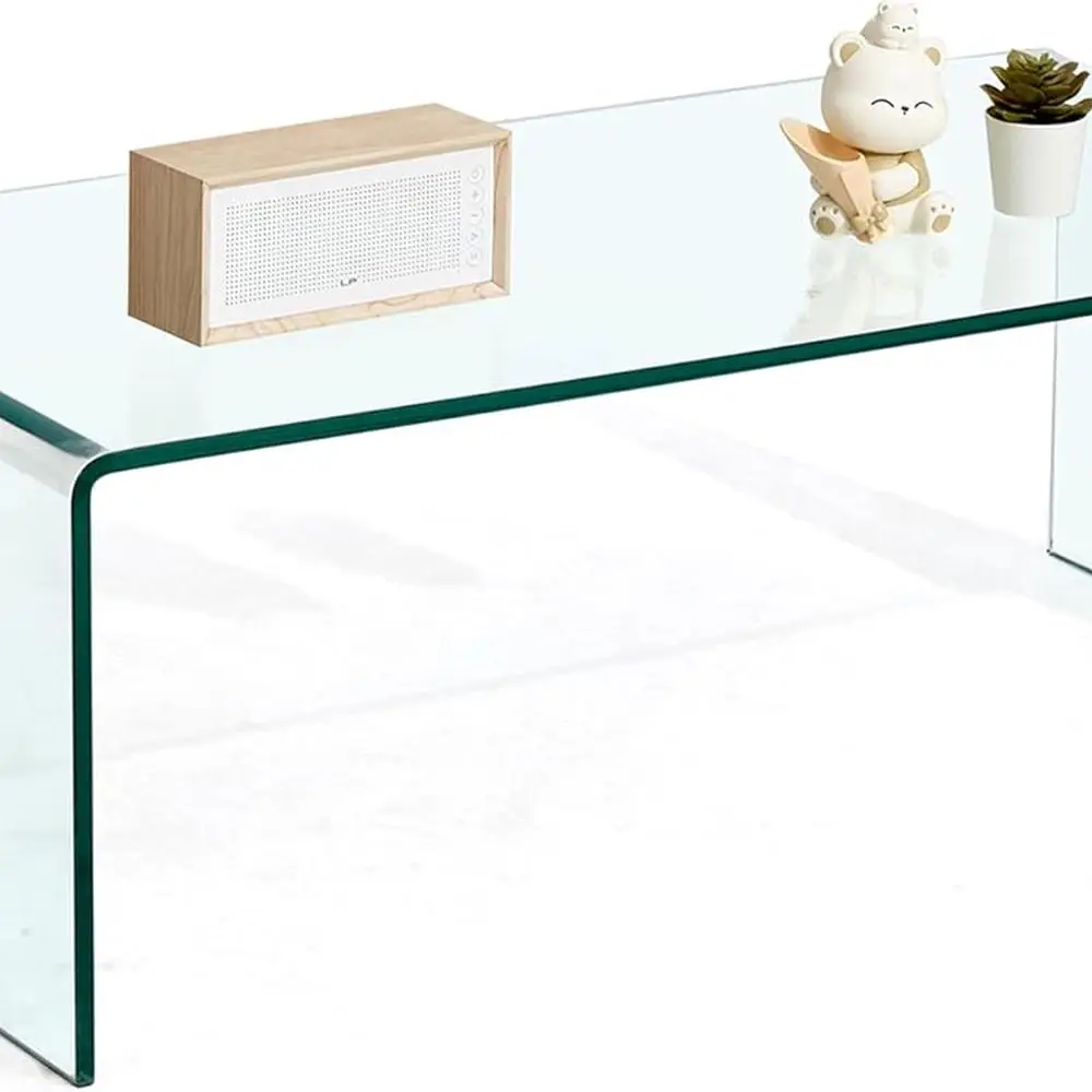 

Современный прямоугольный журнальный столик из прозрачного стекла, небольшой столик для гостиной, 39,3 x 19,6 x 13,78H