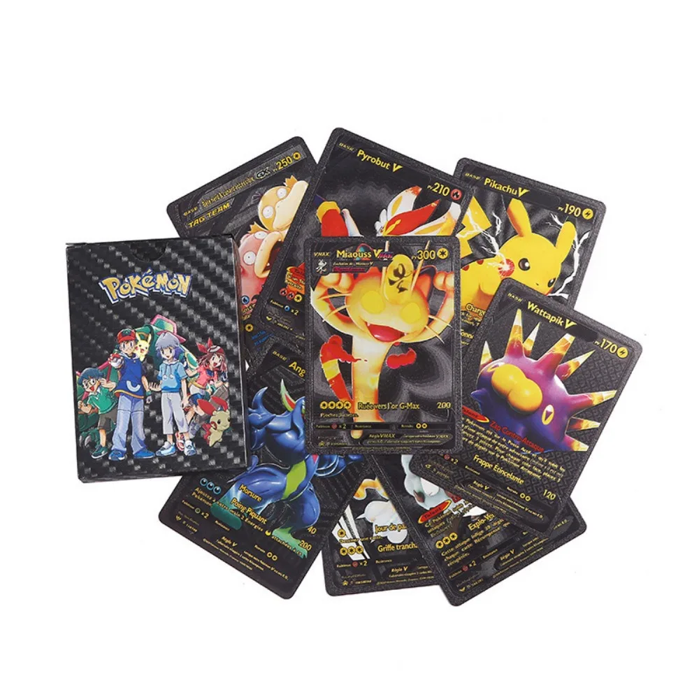 Pokémon Gold Foil Card Collection, Francês Cartões de Jogo, Battle Carte Trading, Brinquedo Infantil, 55Pcs