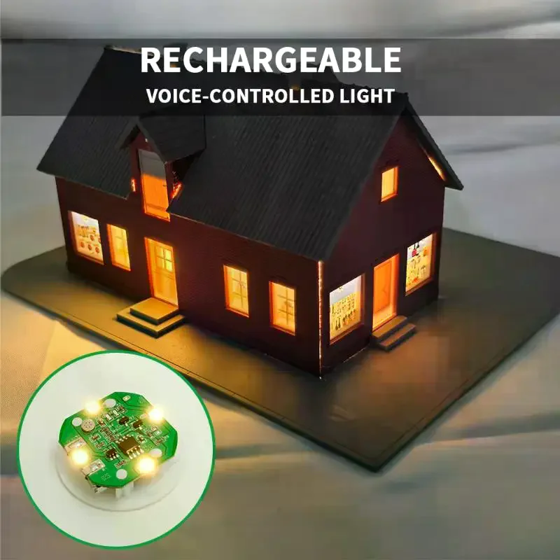 Tapping/Sound Control Lighting Toy 38mm Rechargeable LED Light Night Lamp DIY Dollhouse Accessories Wall Bedside Lamp 1Pcs