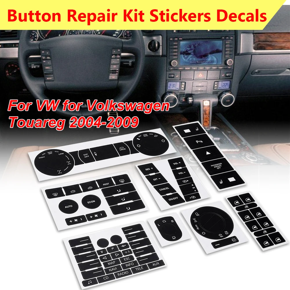 8Pcs Auto Multimedia Taste Reparatur Aufkleber Set für 2005-2010 Volkswagen Jetta Passat Touareg Reparatur Aufkleber Autos zubehör