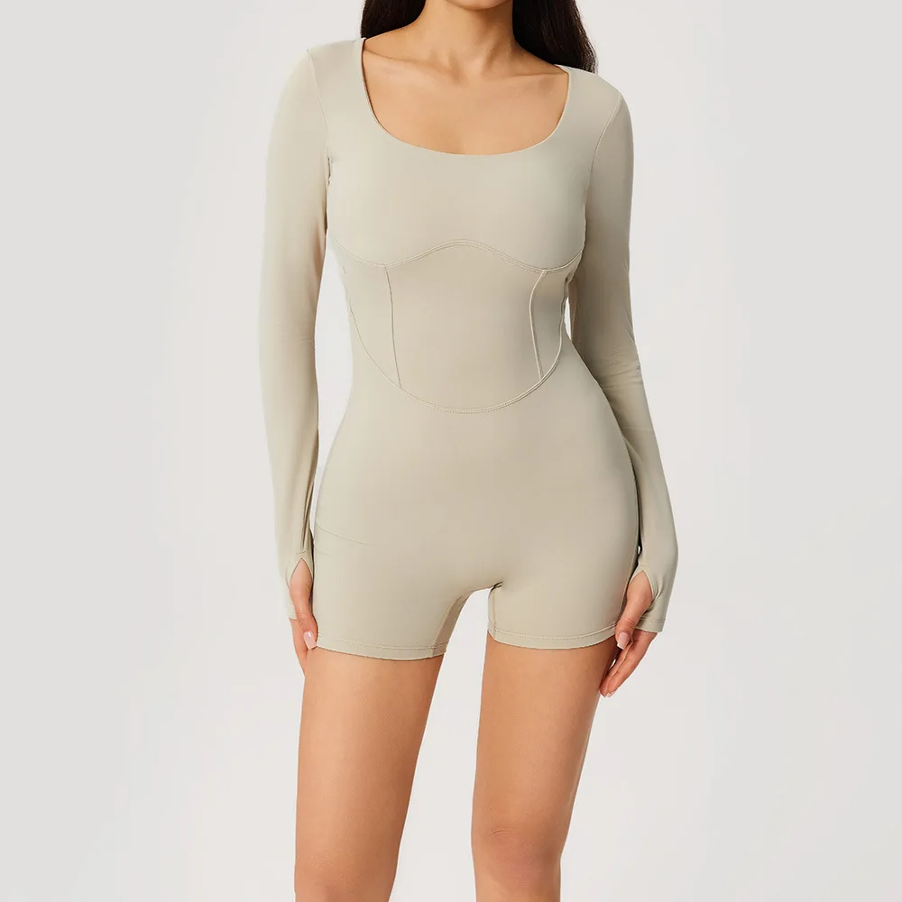 

Женские спортивные комбинезоны, костюмы для йоги, фитнес-костюмы с длинными рукавами, быстросохнущая спортивная одежда для йоги, женский комплект для тренировок с эффектом пуш-ап